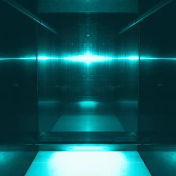 Blue reflecting metallic surface. Technological texture and background Stock Illustration