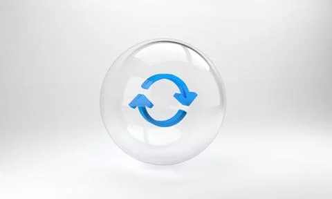 Blue Refresh icon isolated on grey background. Reload symbol. Rotation arrows Stock Illustration