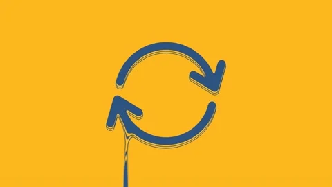 Blue Refresh icon isolated on orange background. Reload symbol. Rotation arrows Stock Footage 234296912