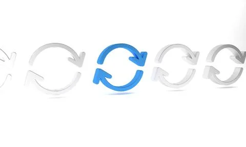 Blue Refresh icon isolated on white background. Reload symbol. Rotation arr.. Stock Illustration