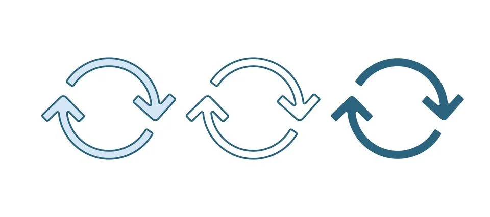 Blue Refresh icon isolated on white background. Reload symbol. Rotation arr.. Stock Illustration