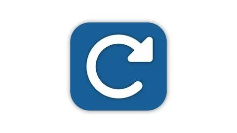 Blue refresh icon on a white background. Stock Photos