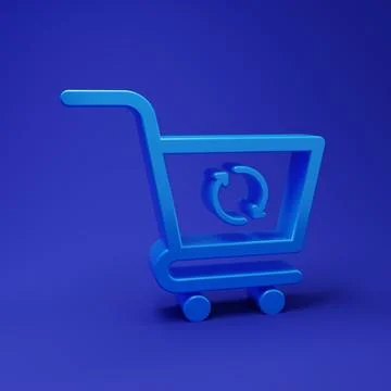 Blue Refresh shopping cart icon isolated on blue background. Online buying .. Stock Illustration