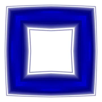 Blue regular fractal square frame in op art style Stock Illustration