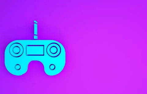 Blue Remote control icon isolated on purple background. Minimalism concept. 3 Stock Illustration