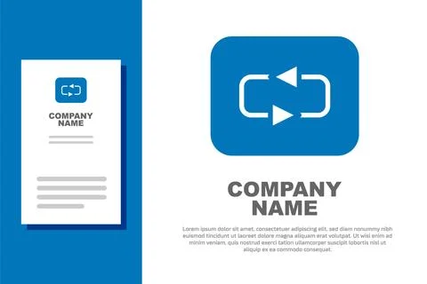 Blue Repeat button icon isolated on white background. Logo design template .. Stock Illustration