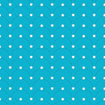 Blue repeat swirl background with abstract geometric seamless textured patter Stock Illustration