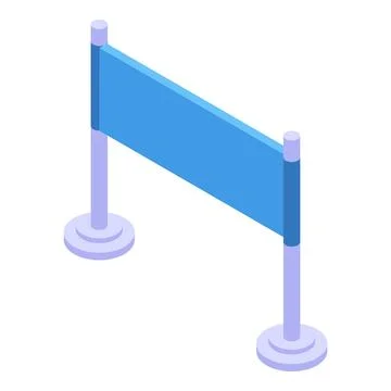Blue retractable belt barrier separating people in line Stock Illustration
