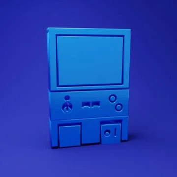 Blue Retro arcade game machine icon isolated on blue background. Minimalism.. Stock Photos