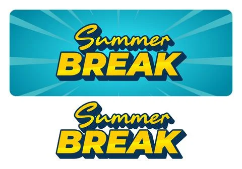 Blue retro banner with sunburst rays and bold yellow 3d text reading summer.. Stock Illustration