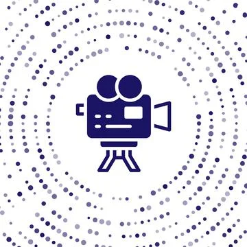 Blue Retro cinema camera icon isolated on white background. Video camera. Movie Stock Illustration