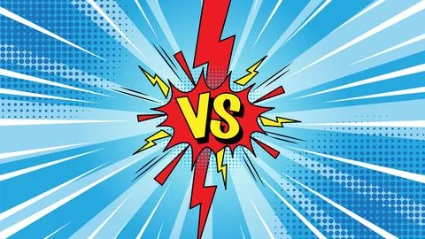 Blue Retro Comic Versus VS Background with Lightning Symbol Stock Illustration
