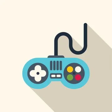 Blue retro gamepad controller playing videogame Stock Illustration