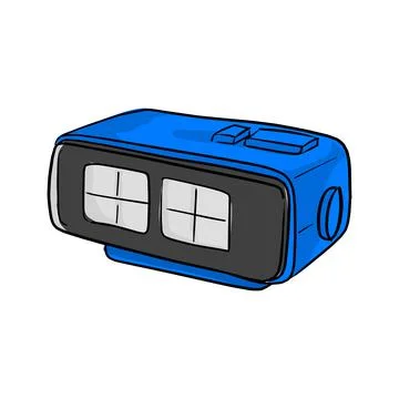 Blue retro numeric alarm clock vector illustration sketch doodle hand drawn w Stock Illustration