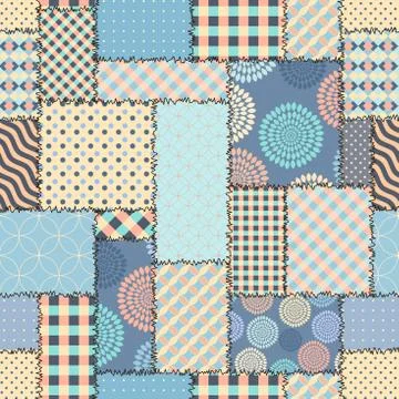 Blue retro patchwork Stock-Illustration