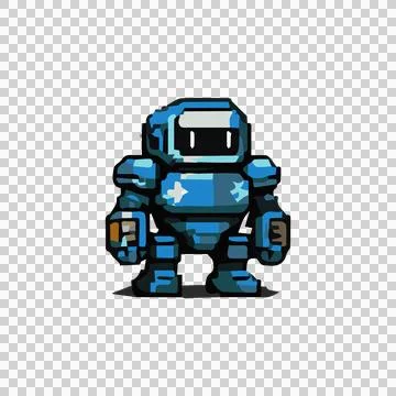 Blue Retro Robot Design Vector Stock Illustration