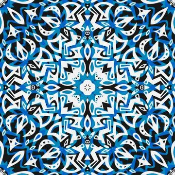 Blue retro seamless pattern Stock Illustration