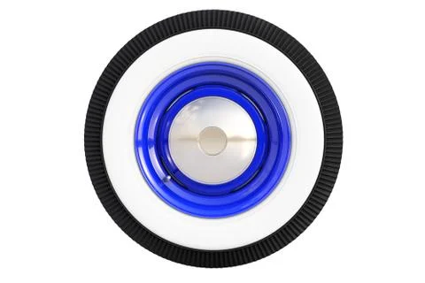 Blue retro wheel. 3D render Stock Illustration