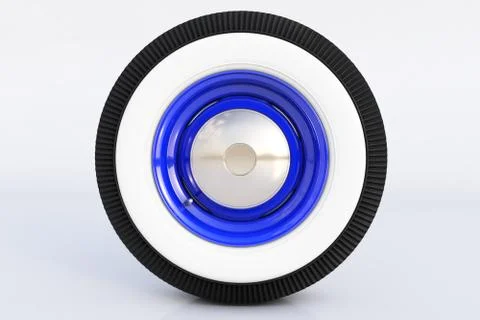 Blue retro wheel. 3D render Stock Illustration