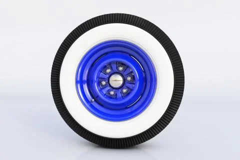Blue retro wheel. 3D render Stock Illustration
