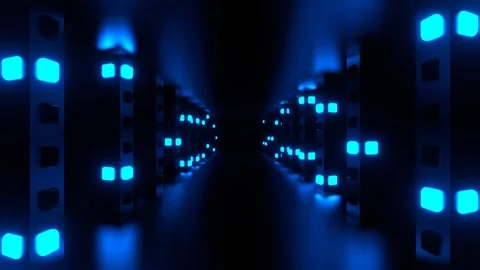 Blue Return Movement Along Strobe Corridor Background VJ Loop in 4K Stock Footage 276261723