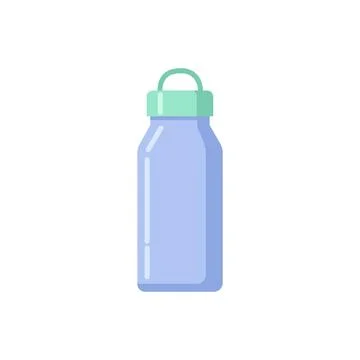 Blue reusable water bottle vector icon with green cap design Stock Illustration