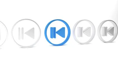 Blue Rewind icon isolated on white background. Minimalism concept. 3D rende.. Stock Illustration
