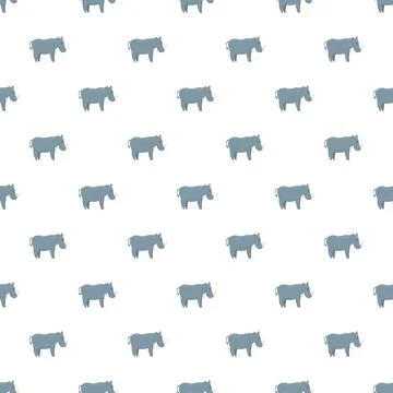 Blue rhinoceros seamless pattern background with wildlife animals Stock Illustration
