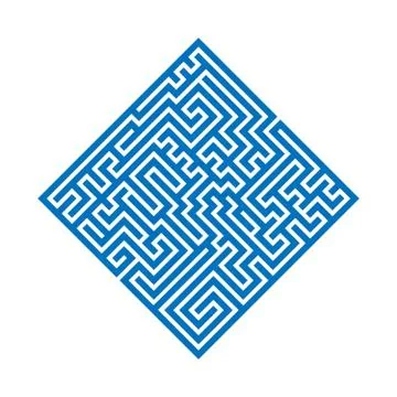 Blue rhombus maze labyrinth. Flat vector illustration Stock Illustration