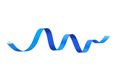 Blue ribbon 3d icon vector illustration with wave curves Stock Illustration