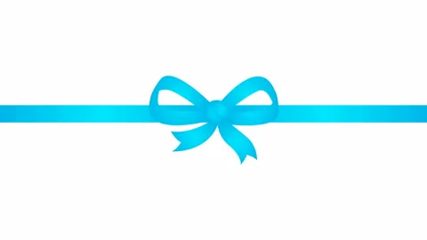 Blue ribbon with a bow white Stock Footage 221833596