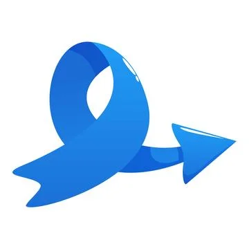 Blue ribbon forming a loop and pointing with an arrow to the right Stock Illustration