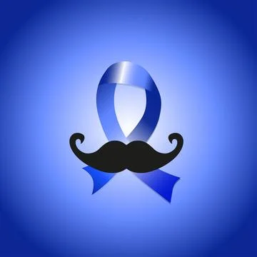 Blue ribbon with mustache Stock Illustration
