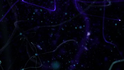 Blue ribbons of light and dust fly around - Video Background 2204 HD Stock Footage 73725902