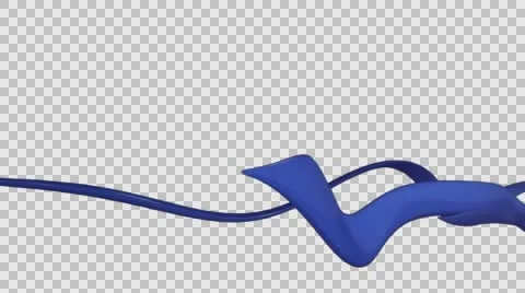 Blue ribbons motion design (transition, with alpha) Stock Footage