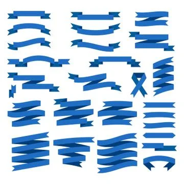 Blue ribbons set 스톡 일러스트