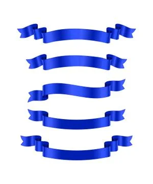 Blue ribbons set. Vector design elements isolated on white background. 스톡 일러스트