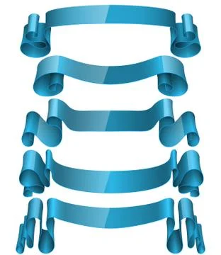 Blue Ribbons Set, Vector Illustration Stock Illustration