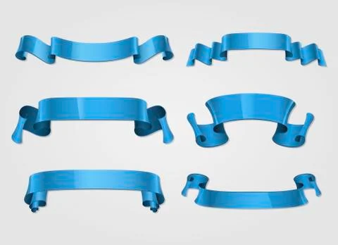 Blue ribbons template design set Illustrazione stock