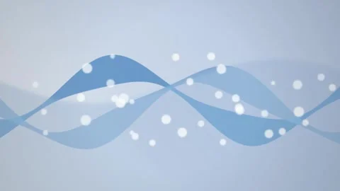 Blue ribbons wave and particles drift in a seamless loop Stock Footage 341487640