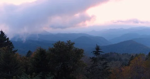 Blue Ridge Mountain Fog Aerials Stock Footage 95852953