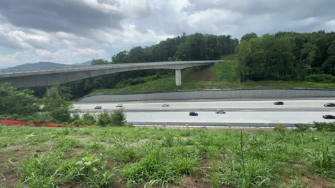 Blue Ridge Parkway Bridge Over Interstate 26 in Skyland, North Carolina Stock Footage 340582325