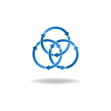 Blue ring arrows, mockup logo, closed loop, vicious circle icon イラスト素材