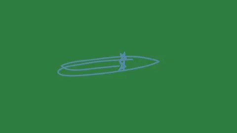 Blue ring on it and screen arrow drawing of fish surfboard circle heart boat Stock Footage 336856464