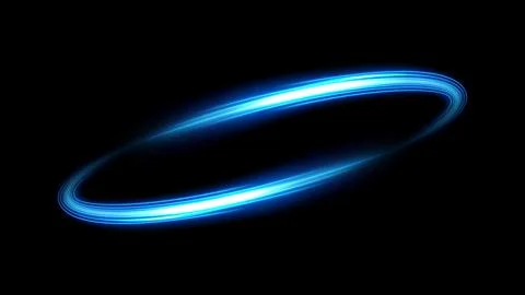 Blue Ring Light Effect Isolated on Dark Background, Vector Illustration Stock Illustration