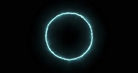 Blue ring of lightning, energy on a black background. Abstract energy circle Stock Footage 197442273