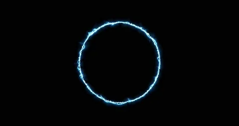 Blue ring of lightning, energy neon on a black background. Abstract energy Stock Footage 168908675