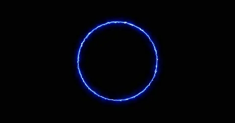 Blue ring of lightning, energy neon on a black background. Abstract energy Stock Footage 169049654
