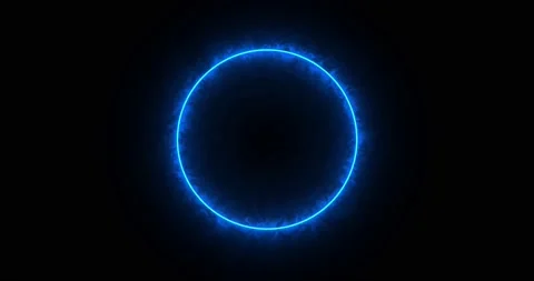 Blue ring of lightning, energy neon on a black background. Abstract energy Stock Footage 169482135