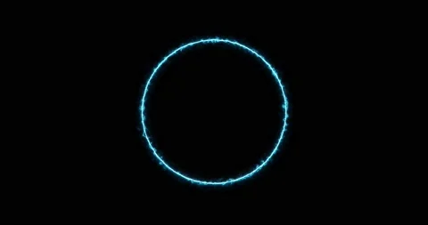 Blue ring of lightning, energy neon a black background. Abstract energy circle Stock Footage 169887955